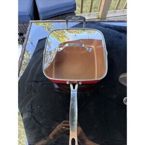 Gotham Steel Red Copper Square Deep Fryer 10" Stove Top Pan